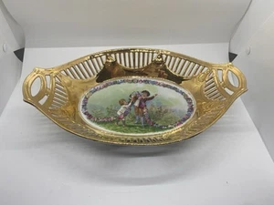 Carl Schumann Bavaria Germany Deutschland Porzellan Tablett 12X7,5X2 Blumen Gold - Bild 1 von 19