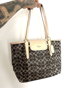 Coach Canvas Tote Black Bag Ward Signature - Picture 1 of 4