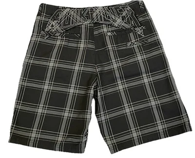 Pantalones Cortos Vintage Y2K Mercurio Para Hombre Talla 34, Negro Y Plateado Cuadros Spellout Foto 1 de 4