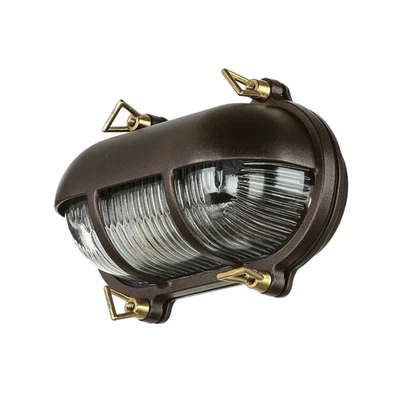 Wandleuchte Außenlampe Bullauge Messing Glas IP64 E27 rostfrei Maritim - Bild 1 von 4