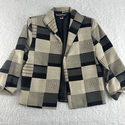 Blazer vintage pintado pony para mujer XS chaqueta geométrica almohadillas para el hombro hecho en EE. UU. Foto 1 de 4
