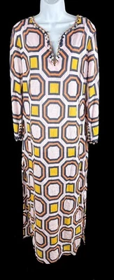 Maxi Vestido Para Mujer Tory Burch Rosa Multi Geométrico Cuentas Algodón Talla M Foto 1 de 4