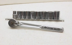 Craftsman 9 Piece 1/2" SAE Socket Set 1/2" to 1" with Ratchet USA -V- Series - Picture 1 of 6