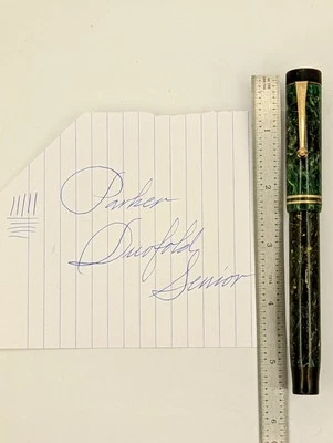 Parker Senior Duofold Jade Fountain Pen 14k Huge Gold Nib Restored ^ - Image 1 of 4