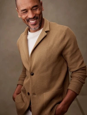 Banana Republic Milanetto Sweater Blazer Men XL Tall Organic Cotton Waffle Knit - Image 1 of 4