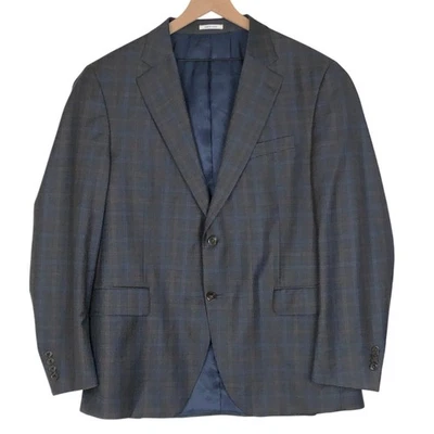 PETER MILLAR Wool Blazer Sport Coat Sz 44R Blue Gray Brown Plaid Two Button EUC - Image 1 of 4