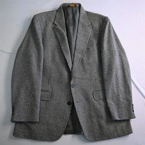 Chaqueta Blazer Abrigo Deportivo De Colección Hecha en EE. UU. 44R Gris Pata de Gallo Tweed Para Hombres - Imagen 1 de 12