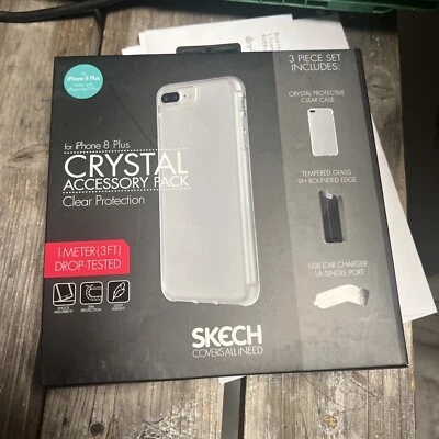 Paquete de accesorios de cubierta protectora de cristal Skech para iPhone 8 Plus/7Plus/6s Plus Foto 1 de 3