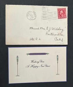1922 #461 PERF 11 TYPE IV/I CARMINE RARE ? SANTA ROSA CA + NEW YEAR CARD L@@K! - Picture 1 of 3