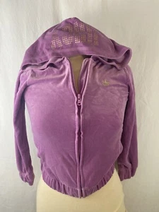 Kids Juicy Couture Velour Velvet Mauve Purple and Gold Hoodie Jacket 7 8 S Crown - Picture 1 of 8