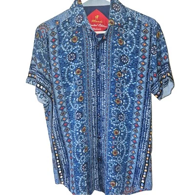 Mondo Edición Limitada Hombres Moda Italiana IMPRESIÓN Multicolor Hojas Cortas Foto 1 de 4