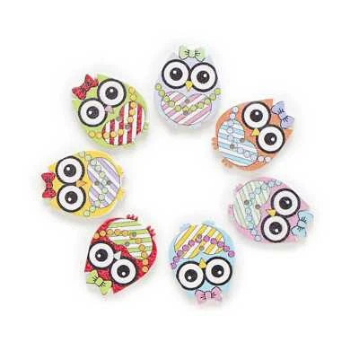 Wood buttons Owl Theme for Sewing Scrapbook Clothing Crafts Home Decor DIY 30pcs - Image 1 of 4