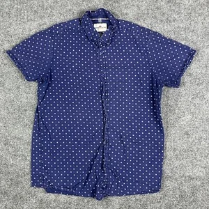 Ditch Plains Button-Up Shirt Mens M Blue White Print Short Sleeve Casual - Picture 1 of 7