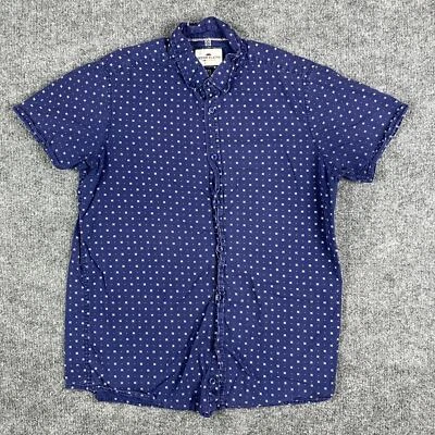 Ditch Plains Button-Up Shirt Mens M Blue White Print Short Sleeve Casual - Image 1 of 4
