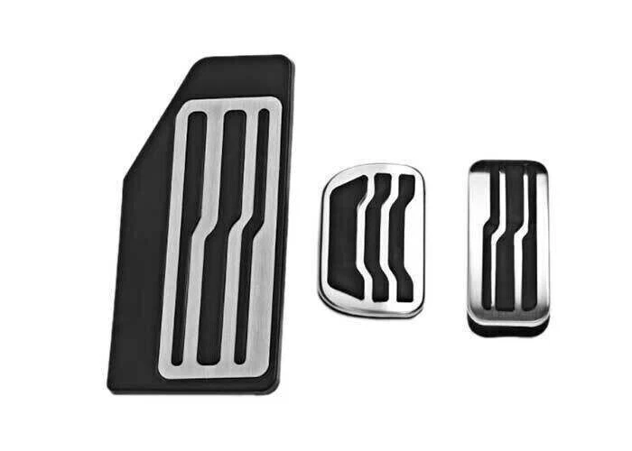 Cubierta de pedal acelerador de freno de aluminio plateado para Ford Edge 2015-2021 3 piezas Foto 1 de 4