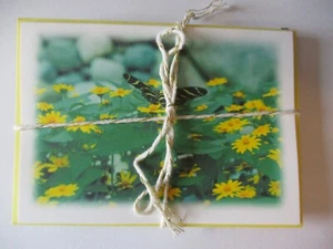 Six Handmade Butterfly Note Cards All Occasion Thank You Sympathy Green Blue New - Imagen 1 de 6