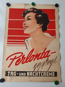 Plakat Perlonta Creme Kosmetik Werbung Reklame Vogel 1954 DEWAG Original DDR - Bild 1 von 8