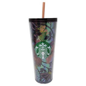Bicchiere Starbucks Rising foglie di lamina floreale autunno 24 oz Venti tazza fredda autunno 2021 - Foto 1 di 8