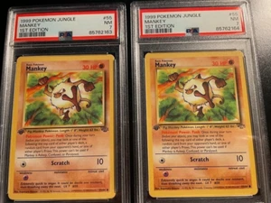 1999 Pokemon Jungle 1st Edition #55/64 Mankey PSA 7 Near Mint (2) Priced EACH - Picture 1 of 4