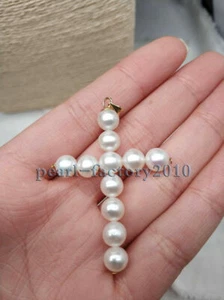 COLGANTE NATURAL AAA MAR DEL SUR BLANCO PERLA 14k - Imagen 1 de 2