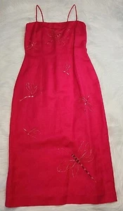 Donna Morgan Womens 4 Pink Embroidered Dragon Fly Shift Dress with Scarf - Picture 1 of 7