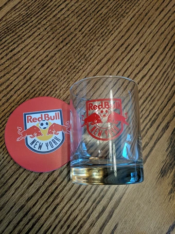 New York Red Bulls Ceramic Coaster and Rocks Glass Set Metrostars Cover