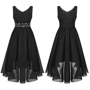 Kids Girls Skirt Dance Gown Ball Dress High Waist Costume Prom Birthday Elegant - Picture 1 of 41