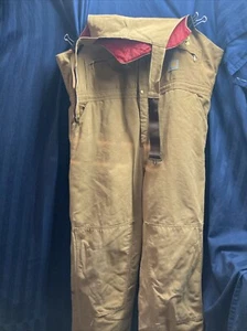 Carhartt Overalls Double Knees Bib Men's Quilt Lined Duck Zip Work 48x30   T4 - Picture 1 of 22