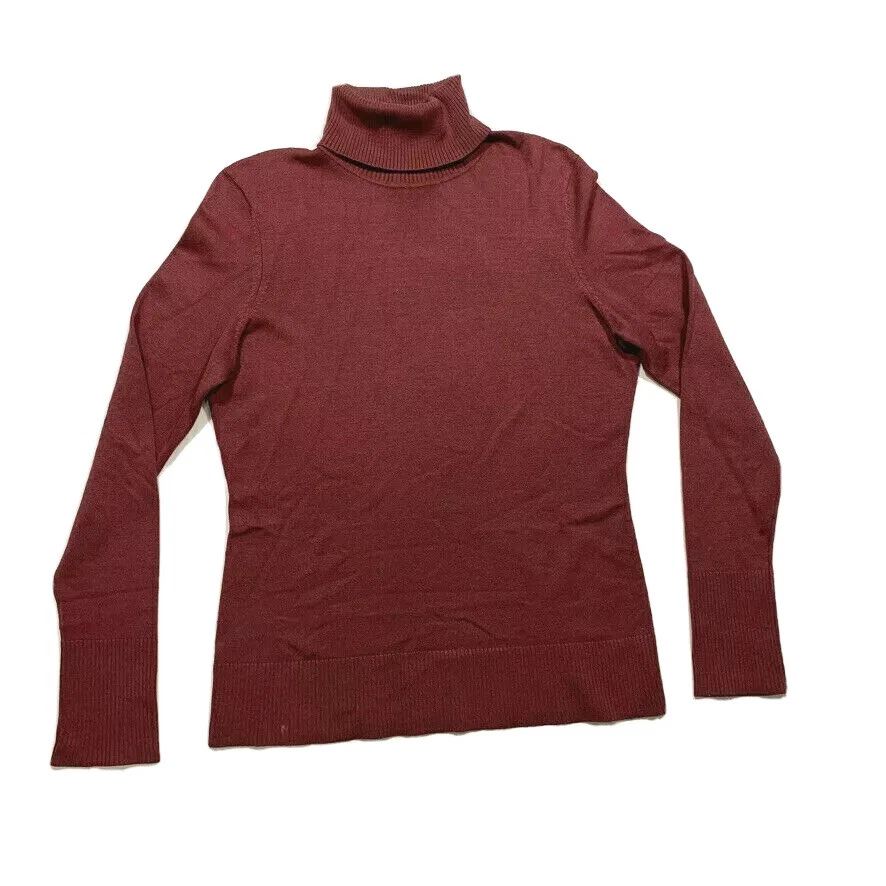 Suéter Ann Taylor Loft Mezcla de Nailon de Seda Acanalado Cuello Alto Elastizado Granate M Usado en Excelente Condición Foto 1 de 4