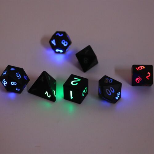 7Pcs Light Up Dice Waterproof LED Light Chips Discoloration Rechargeable Dice Fo
