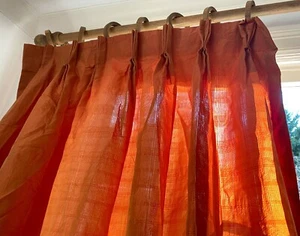 106” Wide Hi End Decorator Custom Iridescent Orange Silky Taffeta Curtain WW157 - Picture 1 of 9