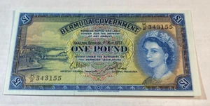 1957 Bermuda One Pound Note Choice Original XF CHRC - Picture 1 of 2