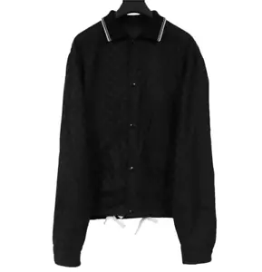 Alexander Wang Mens Checkered Collared Coach Jacket Size Small Black Wool - Picture 1 of 13
