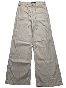 HUDSON Wide Leg Drawstring Linen Trouser Pant Women 28 (30x32) Oatmeal Baggy - Picture 1 of 18