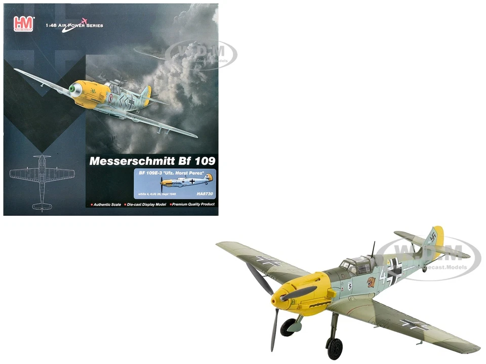 MESSERSCHMITT BF 109E-3 AIRCRAFT "HORST PEREZ" 1/48 MODEL BY HOBBY MASTER HA8730