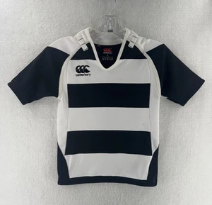 Maglia Rugby Canterbury Junior Youth Taglia 6 Hooped Challenge Bianco Nero - Foto 1 di 9