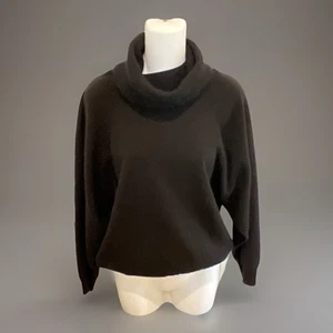 Boundary Waters Italy Black Lambswool & Angora Turtleneck Sweater Small Vintage - Picture 1 of 8