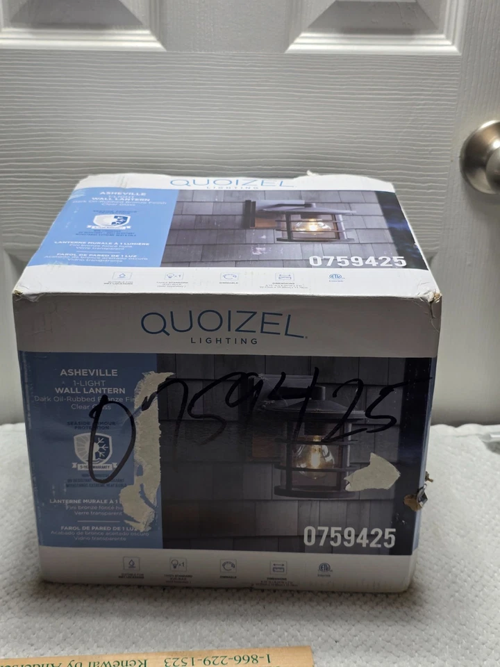 Linterna de Pared Quoizel Asheville 8.75" Luz Exterior Transparente Aceite Frotado Bronce (A) Foto 1 de 4