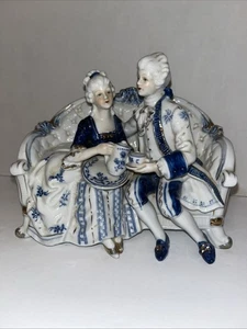 Orleans Worldwide KC Victorian Couple Having Tea on Sofa Figure Vintage - Picture 1 of 18