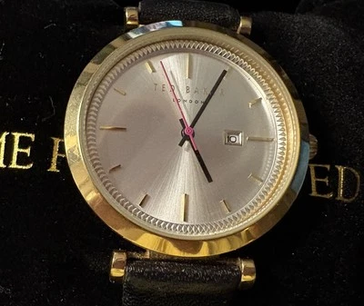 Reloj Ted Baker London para mujer, esfera dorada, correa de cuero negro - ¡excelente estado! Foto 1 de 4