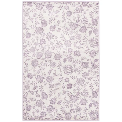 36"X56" Lavender Floral Faux Fur Indoor Accent Rug - Image 1 of 4
