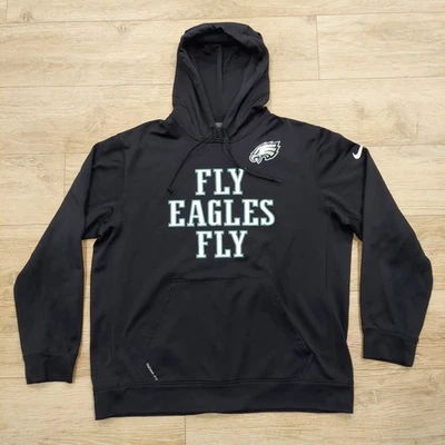 NIKE Therma-Fit NFL Philly Eagles "FLY EAGLES FLY" Logo Sudadera con Capucha Talla XL Negra Foto 1 de 4