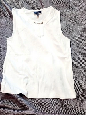Camiseta sin mangas túnica deportiva Karen Scott para mujer blanca brillante talla XL Foto 1 de 3