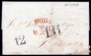 Sevilla - Prefilatelia PE 27 - 1836 - Carta a Santander + porteo "12" - Imagen 1 de 1