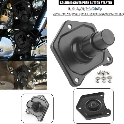 Black Solenoid Cover Push Button Starter For Harley Twin Cam EVO Sportster Dyna Foto 1 de 4