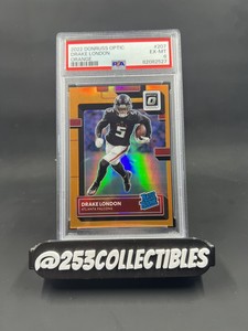 Drake London PSA 6 2022 Donruss Optic Orange Prizm /199 SP Rated Rookie #207 RC