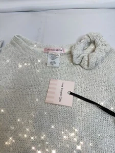 Love Squared Girls Sweater Sz 10 Matching Scrunchie Metallic Glitter Crew Neck - Picture 1 of 8