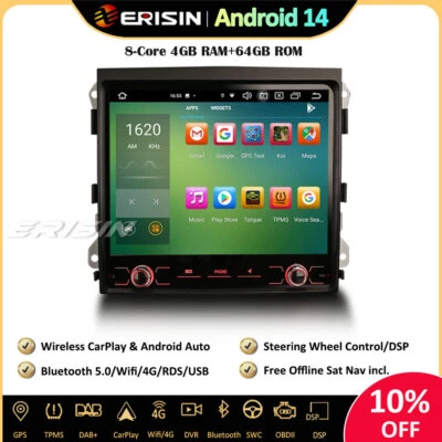 ERISIN 8-cœurs DAB+ Android 14 Autoradio GPS Wifi RDS CarPlay Navi for PORSCHE CAYENNE