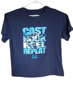 Real Tree Fishing By Staghorn Creek XL T-shirt Cast Hook Reel Repeat - Picture 1 of 5