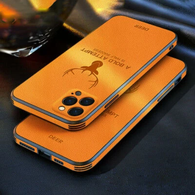 Funda trasera de cuero y silicona para iPhone 15 Pro Max 14 13 12 Pro XR 7 8 Plus Foto 1 de 4